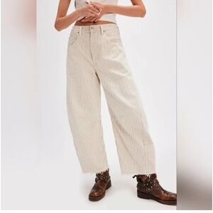 NWT Free People Excl. Citizens of Humanity Horseshoe khaki striped Jeans